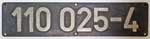 Deutschland (DDR), Lokschild der DRo: 110 025-4, Niet-Aluminium-Gro (NAlG) mit LEW-Fabrikschild, Guss-Aluminium-Rechteckig, mit Rand (GAlRmR).