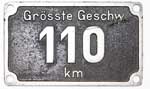 Geschwindigkeitsschild 110km, Guss-Aluminium-mit-Rand, fr BR23.10 (DRo)