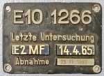 Deutschland (DB), Innenschild, Untersuchungsschild: E10 1266, Aluminiumguss.