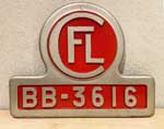 Luxembourg, Lokschild der CFL (Socit Nationale des Chemins de Fer Luxembourgeois): BB - 3616, Polyester, Sonderform, rot lackiert. BxH = 455 x 302 mm. Die Lok wurde Bgeleisen, bzw. Fer  repasser genannt. Sie war zu Lebzeiten auf die Stadt Ddelingen (Dudelange) getauft.