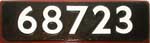 Grobritannien, Lokschild der GBR: 68723, Guss-Eisen-Gro (GFeG). Satz mit Heimatschild 52A. 52A war Gateshead.