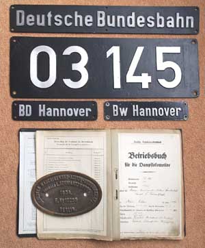 DB, 03 145, Guss-Aluminium-Gro, Satz mit Betriebsbuch