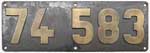 Deutschland (DR), Lokschild der DRG: 74 583, Niet-Messing-DRG (NMsD). Ein sehr sch�nes Lokschild mit zugeh�rigem Gattungsschild.